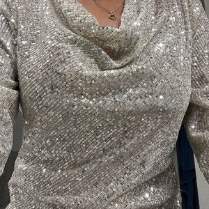 Vince Camuto Silver Sequin blouse
